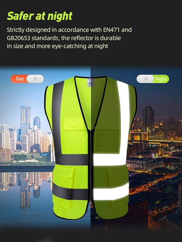 10%off Wholesale Safety Vests High Visibility Orange Clothing Outdoor Night Running Protective Construction Reflective Safety Workwear Vest