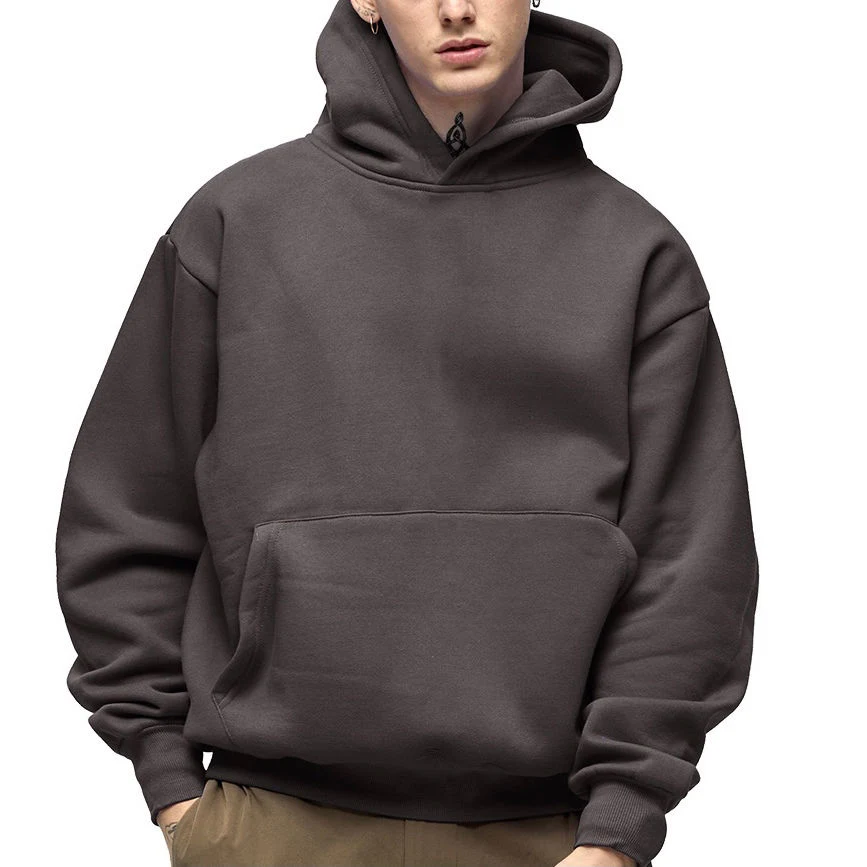 Custom High Quality Soft Cotton Fleece Hoody Puff Print Plain Oversized Heavyweight 480GSM Hoodies Men with Private Label
