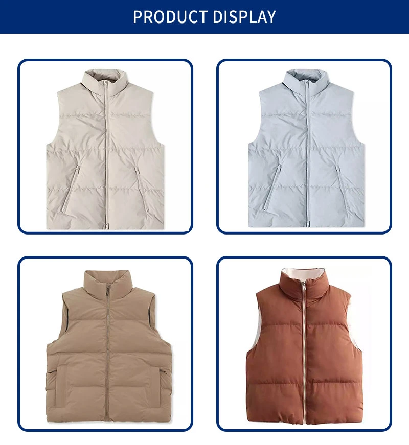 Wholesale Fashion High Quality Bubble Jacket Customize Padded Down Jacket New Design Mens Double Zip Ending Puffer Vest