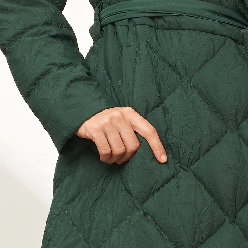 2023 New Korean Version Loose Long Hooded 3D Embossed Down Beige Coat Women Winter Jacket
