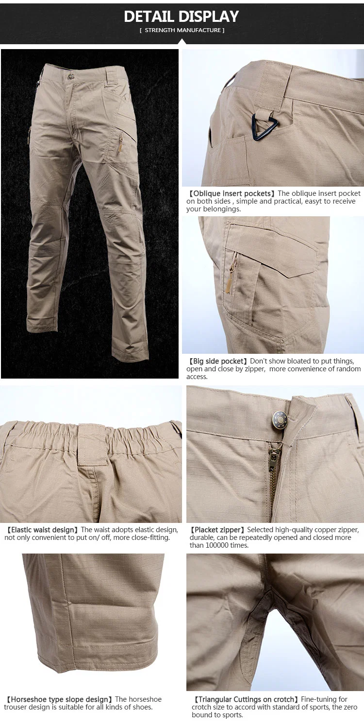 Men&prime;s IX7 IX9 Solid Tactical Combat Outdoors Trousers Cargo Cotton Pants Swat Pants