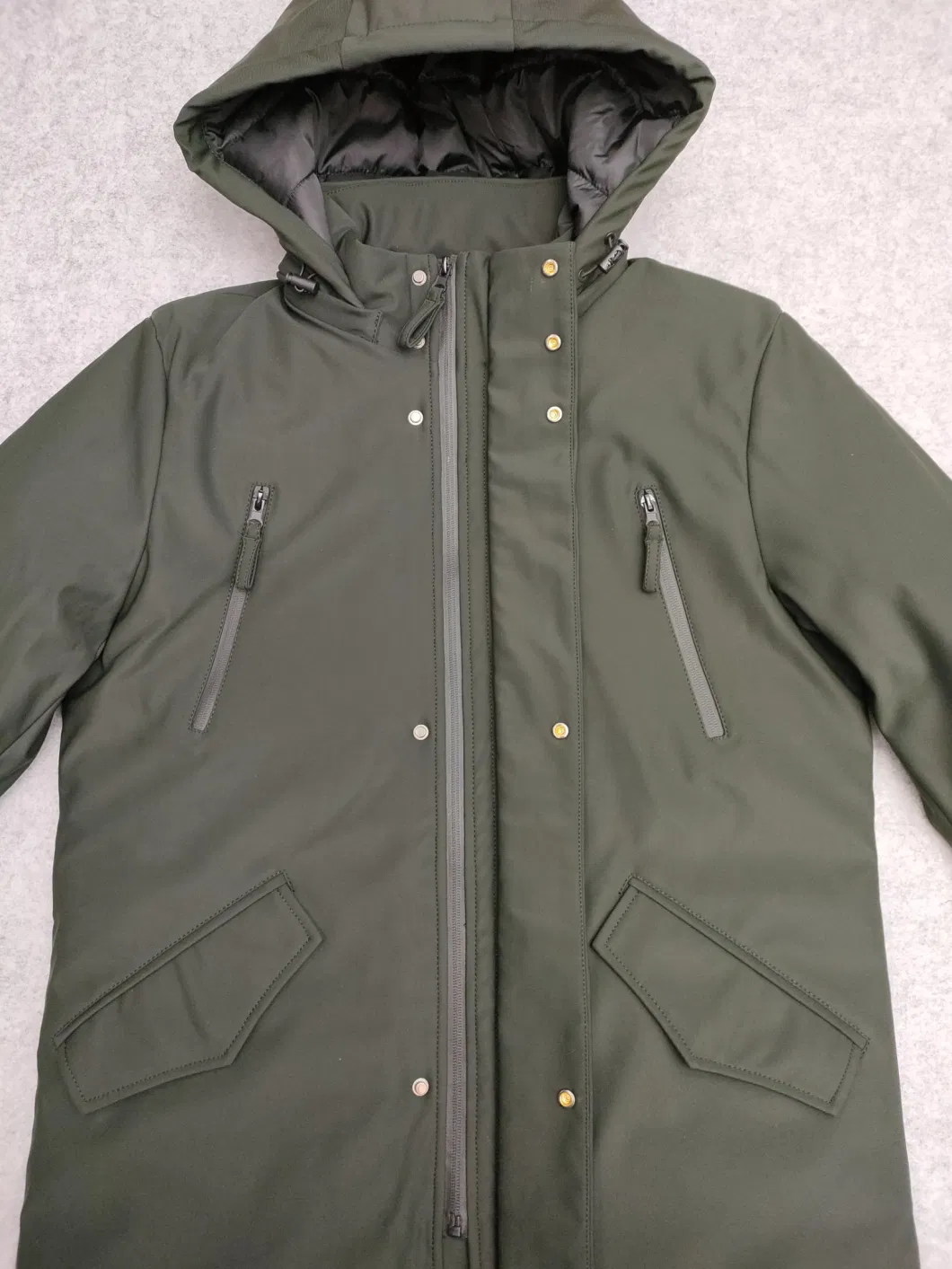 Man Top Quality Workmanship Stretch Nylon Fabric Hoodie Spandex Jacket Waterproof Zipper Outdoor Coat