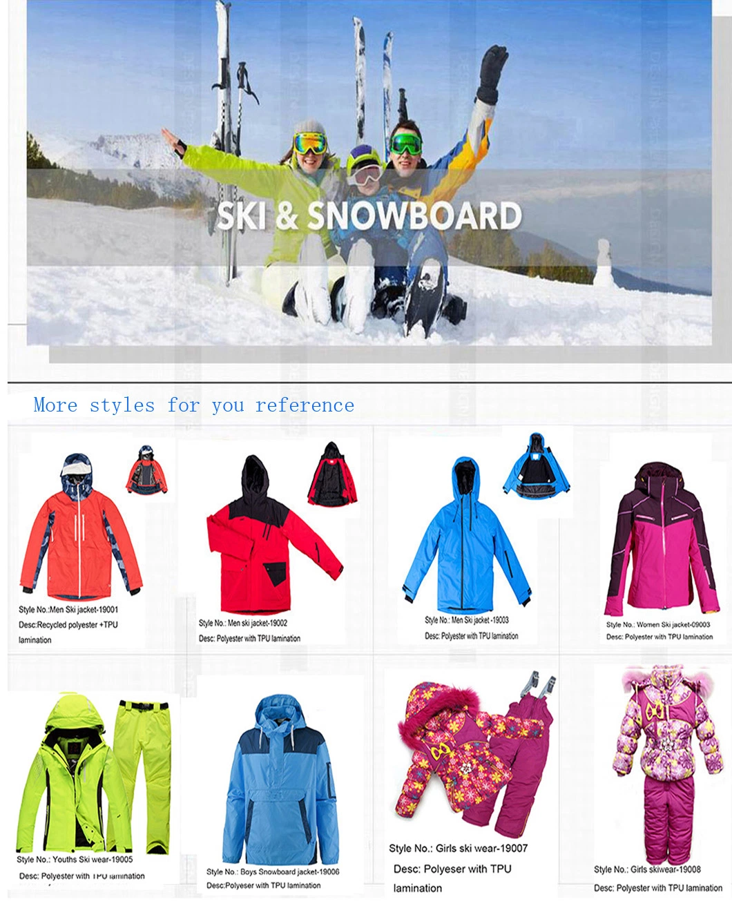 Pink Color Girls Woman Suits Winter Waterproof Clothing Ski Jackets and Pants