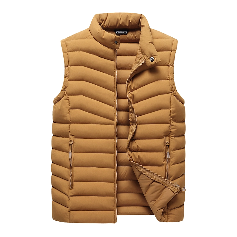Solid Color Puffer Quilted Men Vest Padded Jacket Padding Fake Down