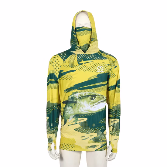 Custom Sublimation UV Protection Scarf Hood Masked Fishing Sports Hoodie with Neck Gaiter Bandana