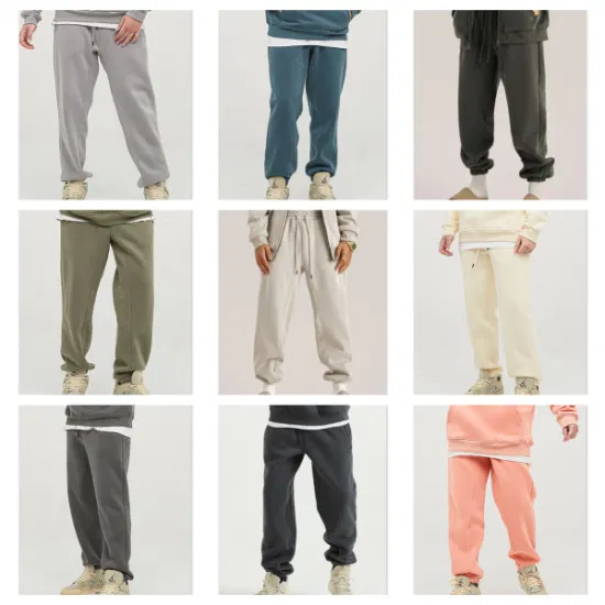 345GSM Mens Trousers Unisex Fleece Cotton Blank Comfortable Joggers Pants Wholesale Clothing Custom Design Apparel Mens Stacked Sweatpants