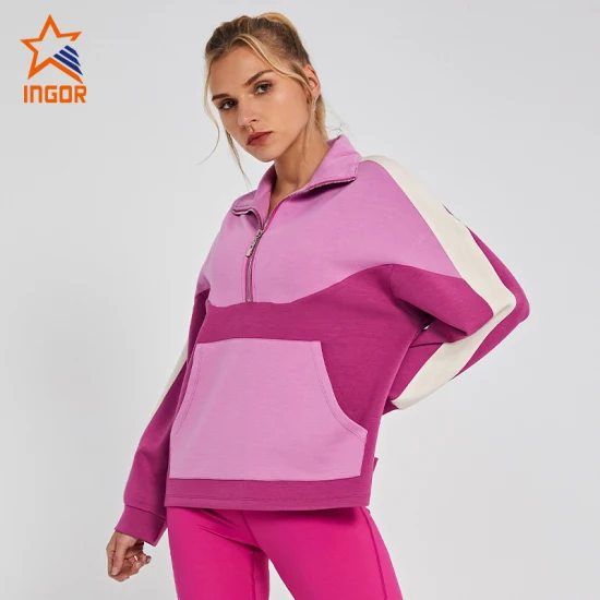 Ingorsports OEM ODM Women Clothing Wholesale Raglan Sleeve Hoodies Activewear for Sports Running Fitness Wear