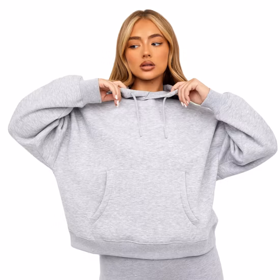 Bulk Wholesale Puff Print Oversized Baggy Hoodie Custom Plain Cotton Drop Shoulder Plus Size Fleece Hooded Sweatshirt for Women